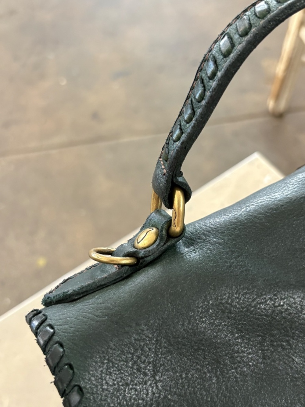 Campomaggi Whipstitched Leather Bag in Bottle Green - Picture 6 of 7